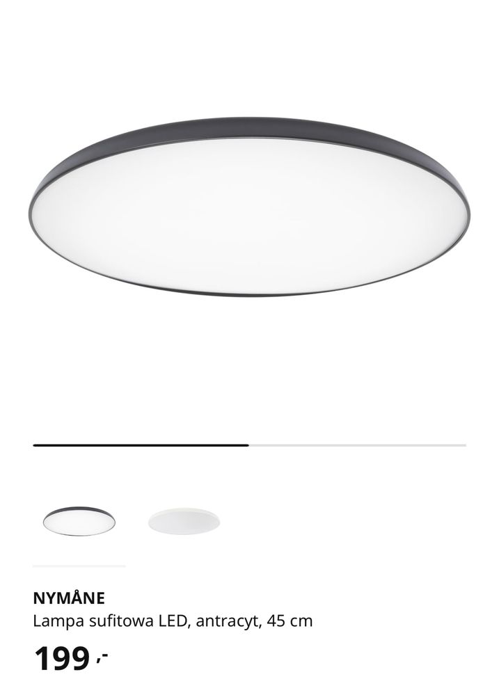 NYMÅNE Lampa sufitowa LED, antracyt, 45 cm IKEA