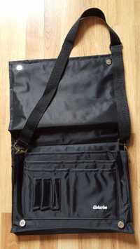 Teczka torba etui lekkie na laptopa, kilka kieszeni, czarny, pasek