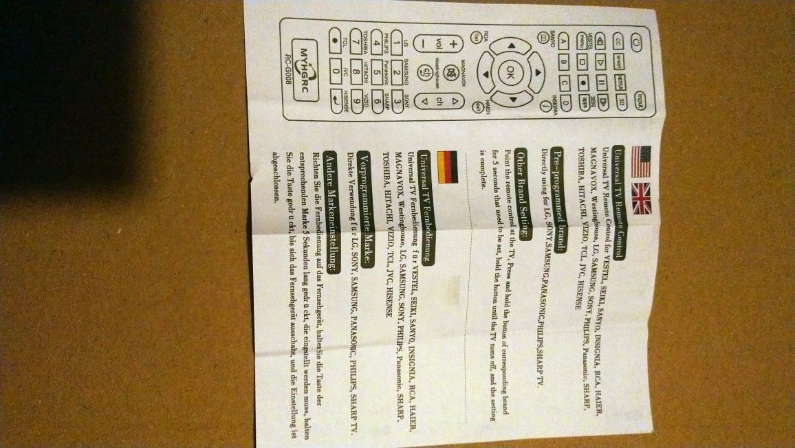 Uniwersalny Pilot do telewizora myhgrc RC - G008