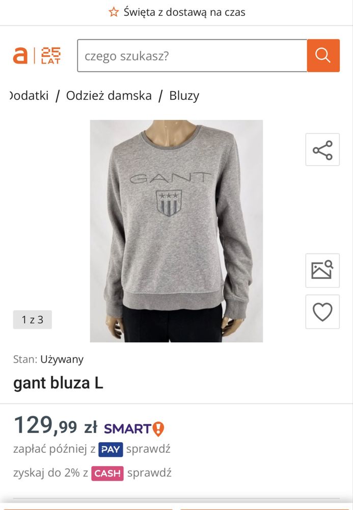 Bluza gant szara xs damska dziewczęca
