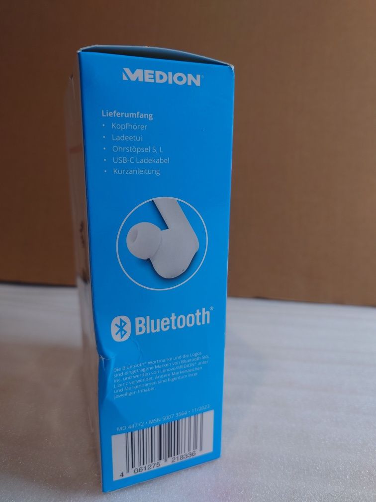 Słuchawki dokanałowe Bluetooth na prezent Oryginalnie zamknięte białe