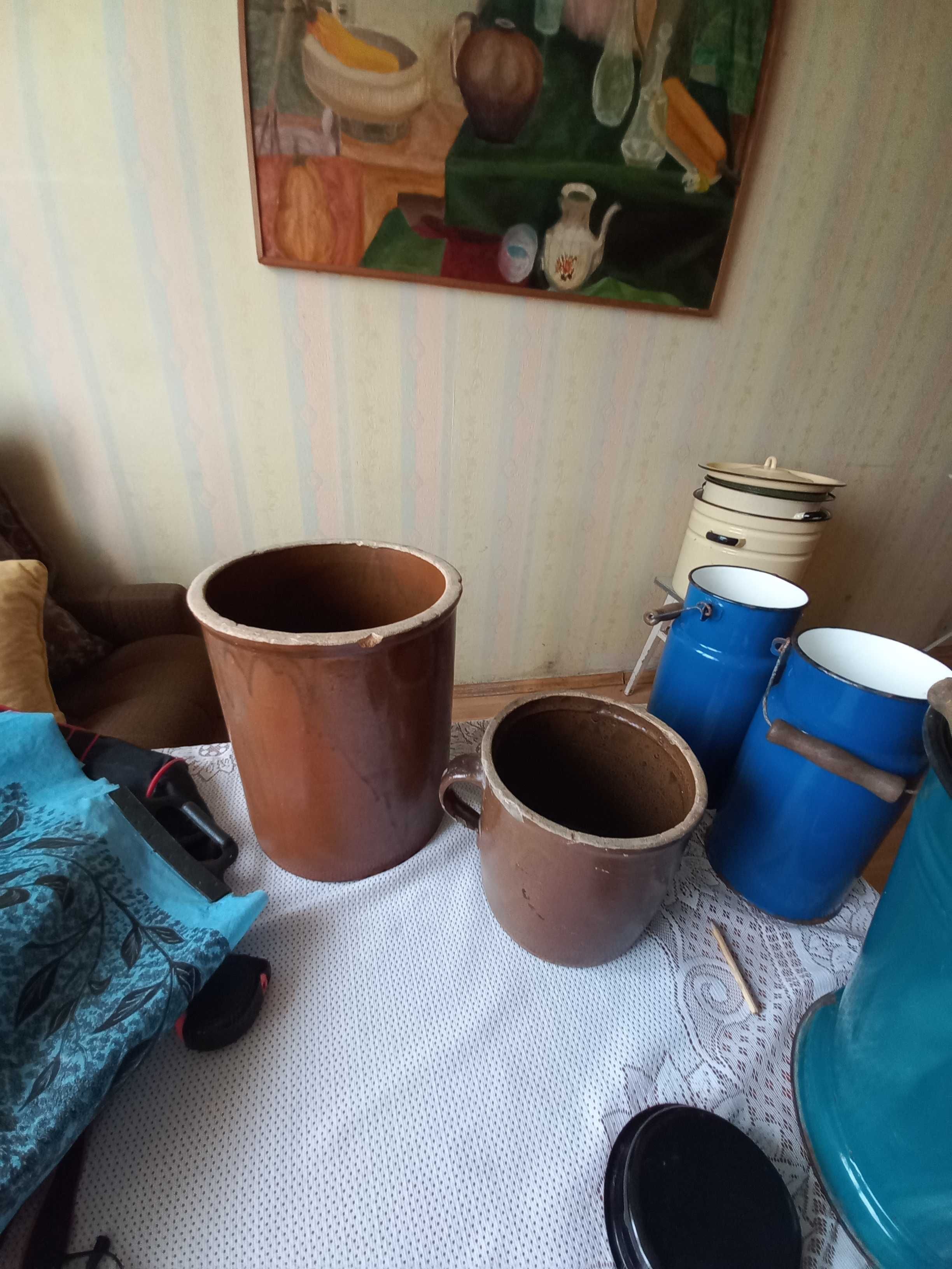 Wiadro,kanki emaliowane PRL,garnki