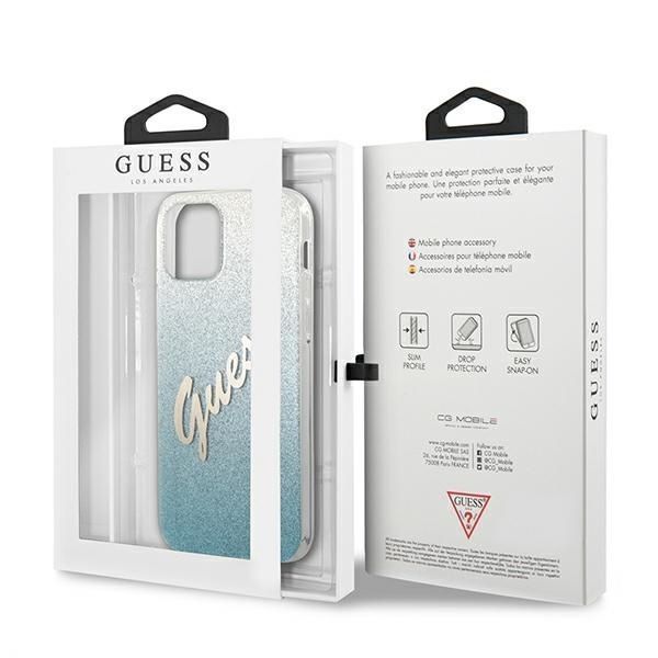 Etui Guess Glitter Gradient iPhone 12 Mini 5.4" Niebieskie