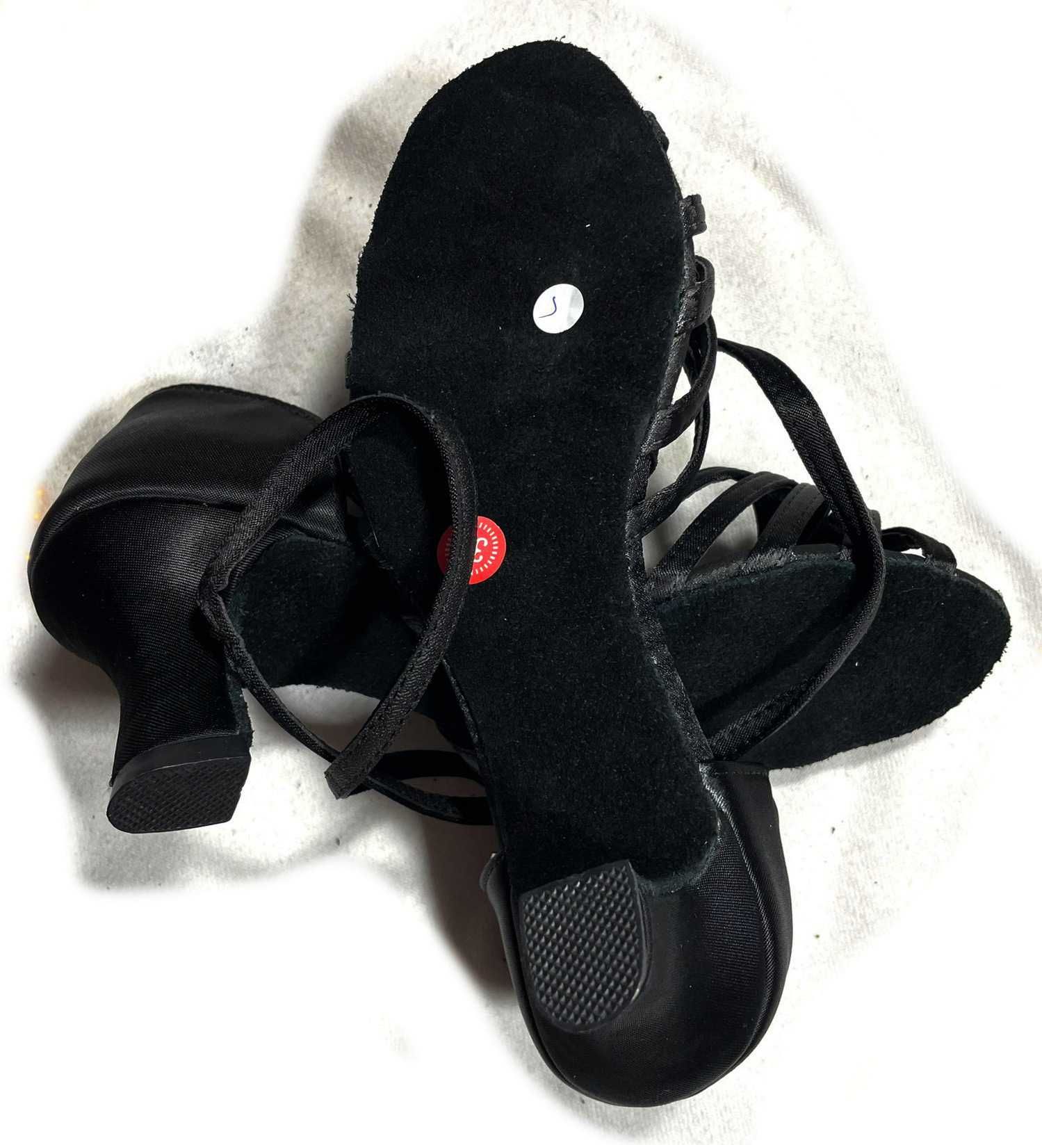 Nowe buty do tańca Latino 39 czarne 7 cm supełek