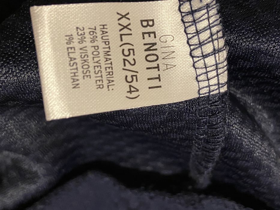 Gina Benotti r 52/54 6XL granatowa damska bluzka marszczony rękaw