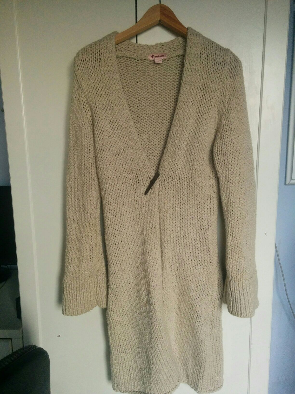 Sweter beżowy M / 38 bardzo długi bawełna