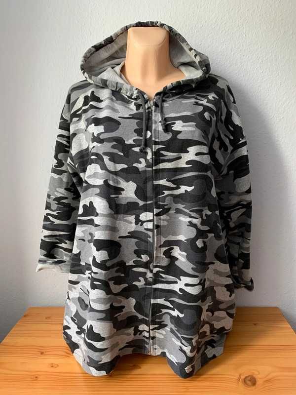 Śliczna bawełniana bluza moro z kapturem rozmiar 3XL-4XL/46-48