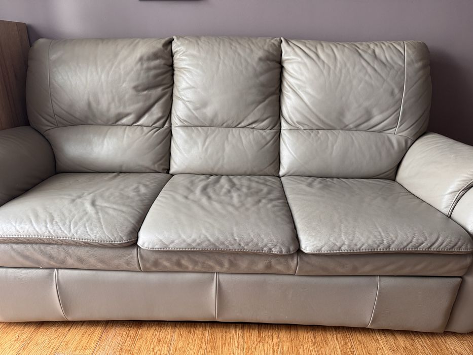 Sofa z funkcją spania + fotel z funckją relaks 100% skóra