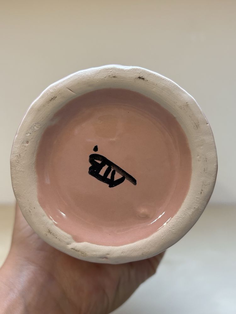 Conjunto de peças em cerâmica rosa Jarra mais suporte como novo