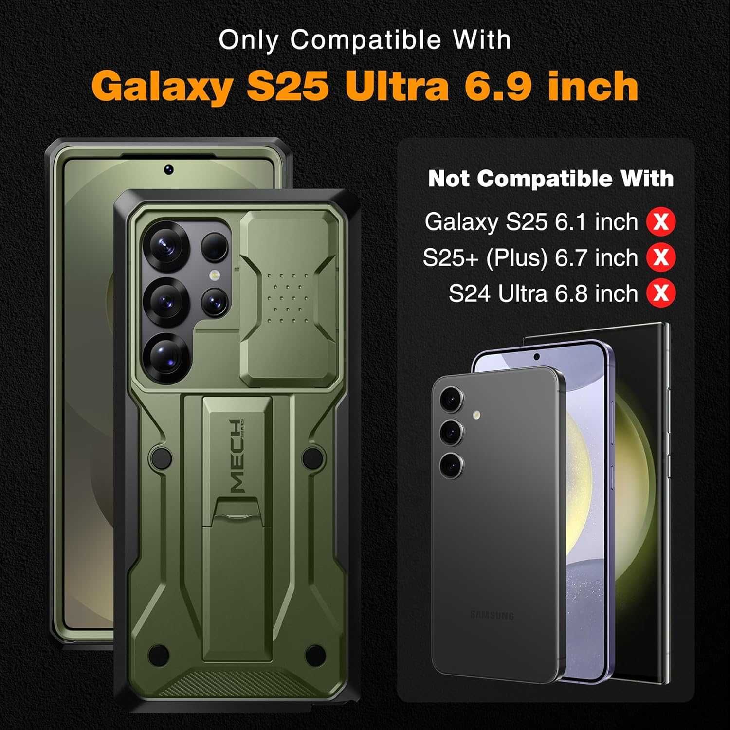 TONGATE etui pancerne 360 Samsung Galaxy S25 Ultra stojak zielone