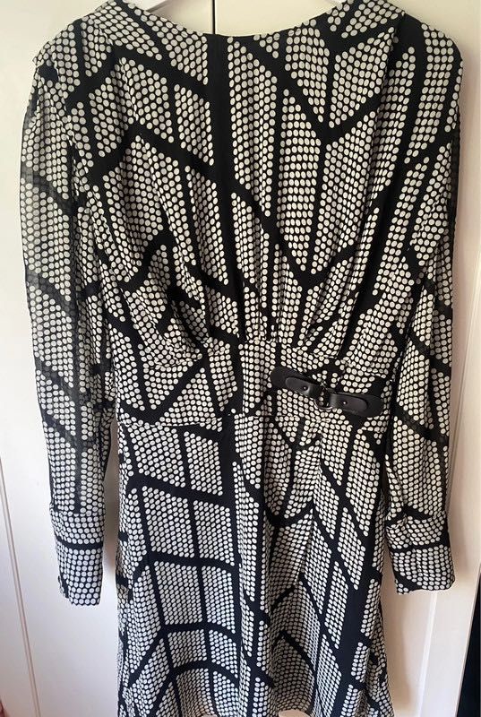 Massimo Dutti kopertowa sukienka transparentna w grochy 38 M