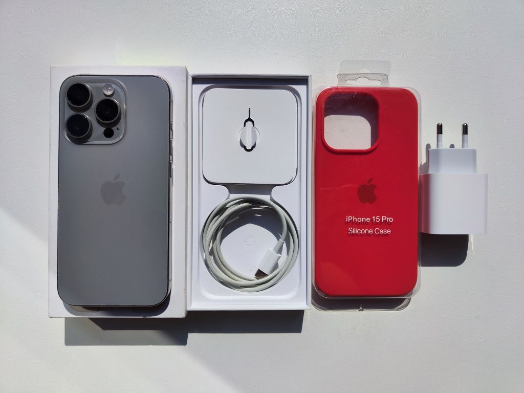 iPhone 15 pro 100% kondycja baterii Natural Titanium Stan jak Nowy Gwa