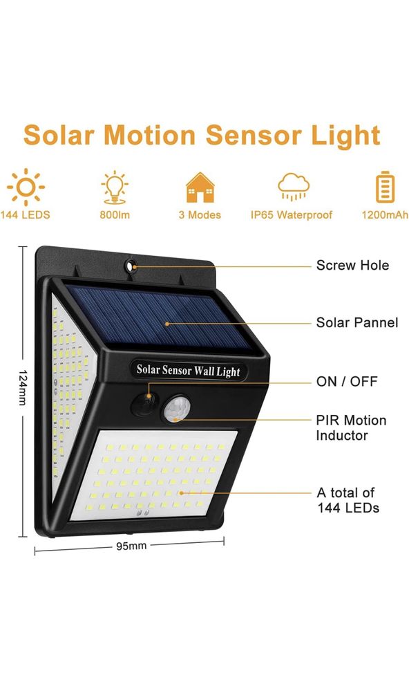 Iluminação solar com sensor de movimento