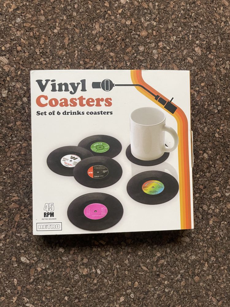 6 bases de copo imitar disco vinil