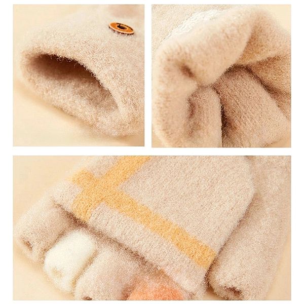 Rękawiczki zimowe do telefonu mitenki damskie / dziecięce - różowe