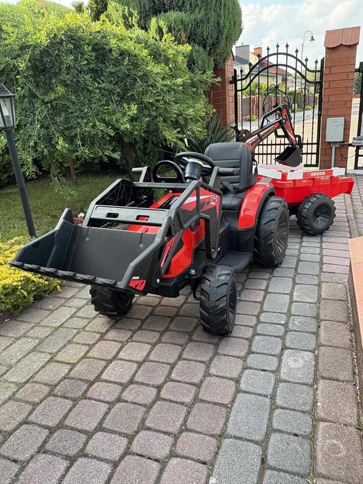 TRAKTOR na Akumulator z przyczepką Dla Dzieci 400W 24V Koparka Ciągnik