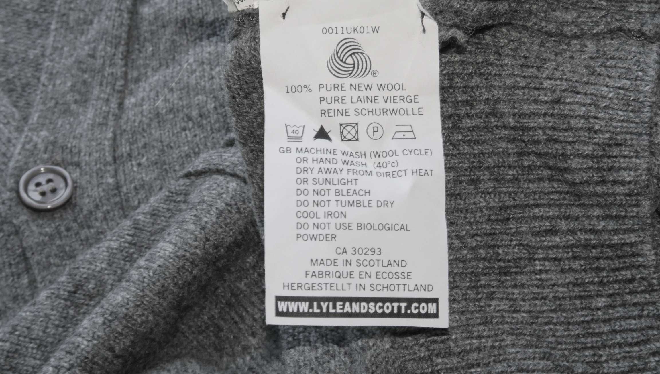 Lyle&Scott sweter wełnainy kardigan XL