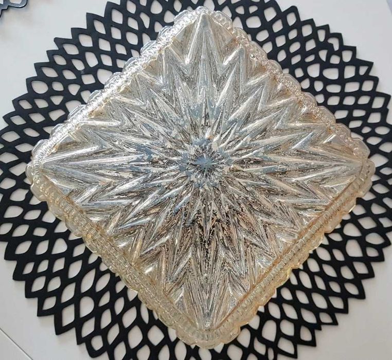 Kryształowy plafon, oprawa na lampę PRL, klosz szklany retro