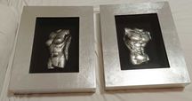 Obra de arte escultura homem e mulher em quadro decorativo