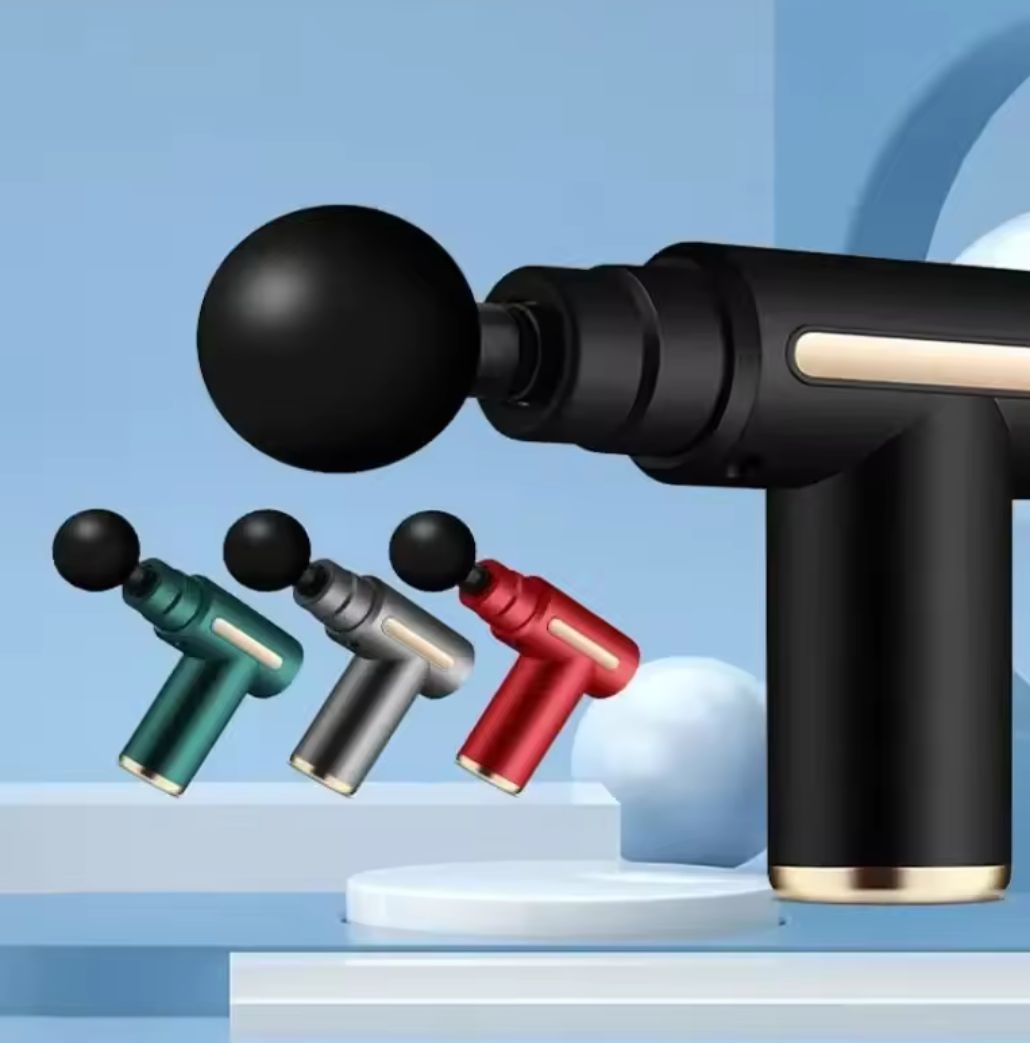Портативний перкуссионный массажер аккумуляторный Massage Gun 4насадки