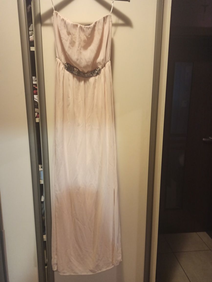 Sukienka wieczorowa firmy zara długa suknia wesele 34 xs nude