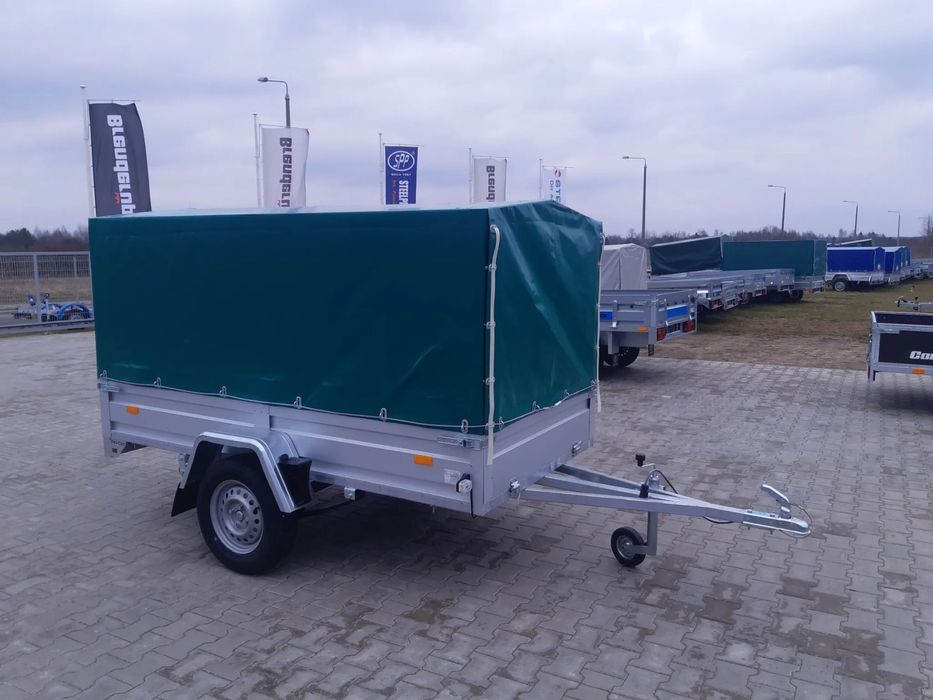 Fracht Monika 250x125x35 cm, lekka resor  przyczepa skrzyniowa z plandeką, spawana mocna rama