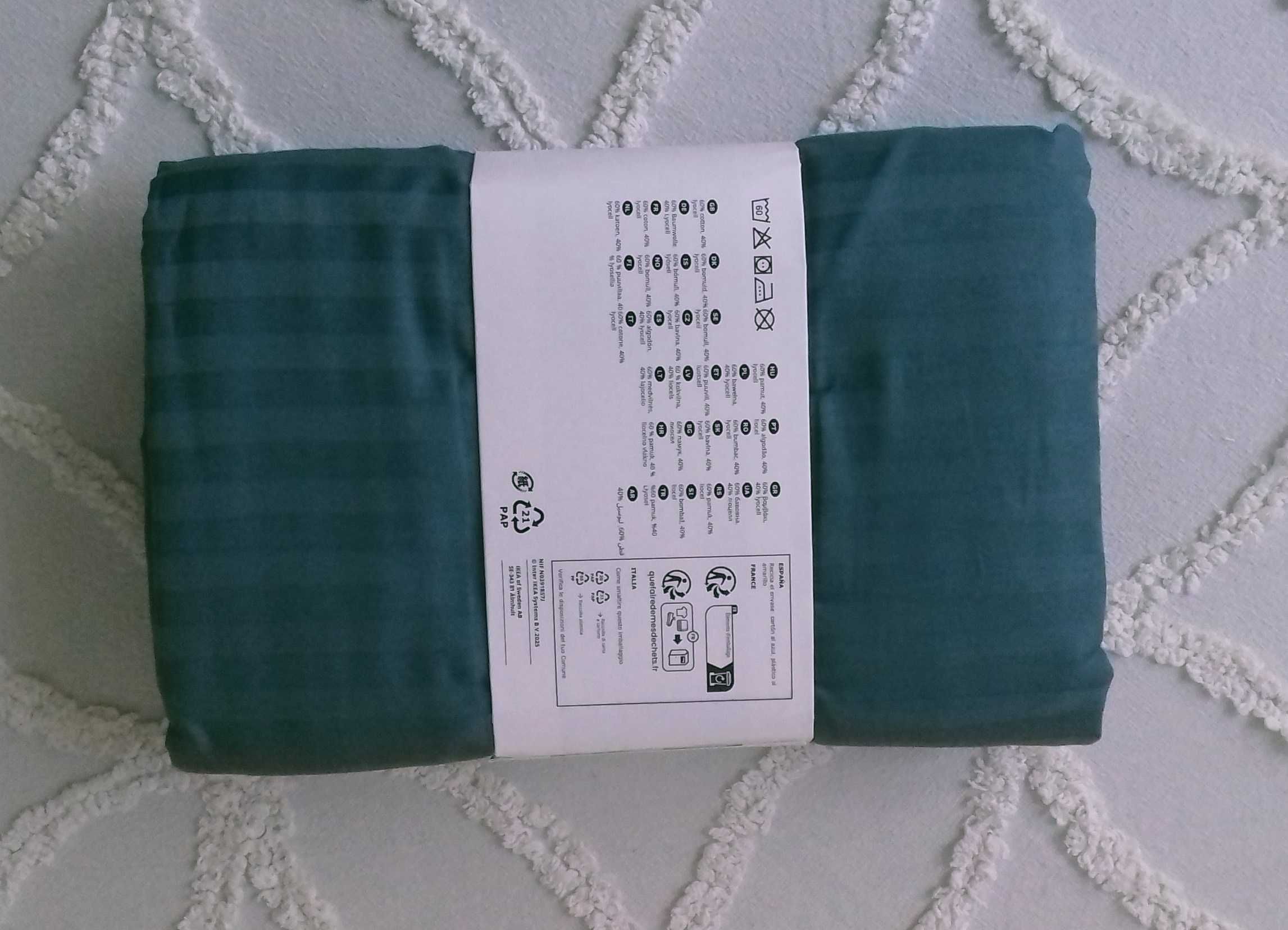 IKEA NATTJASMIN komplet pościeli 200x200 niebieskozielony