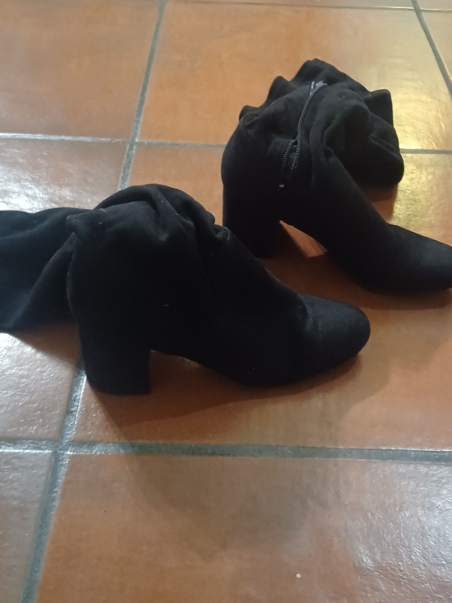 Botas de veludo elásticas, acima do joelho,como novas,Zara,Tamanho 38