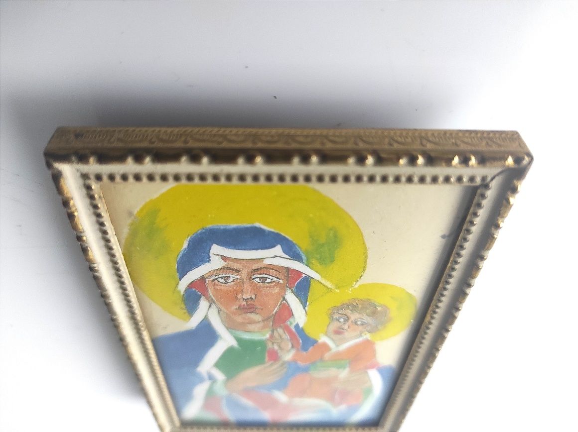 Madonna z Dzieciątkiem Matka Boska, stary obrazek religijny, swiety, r