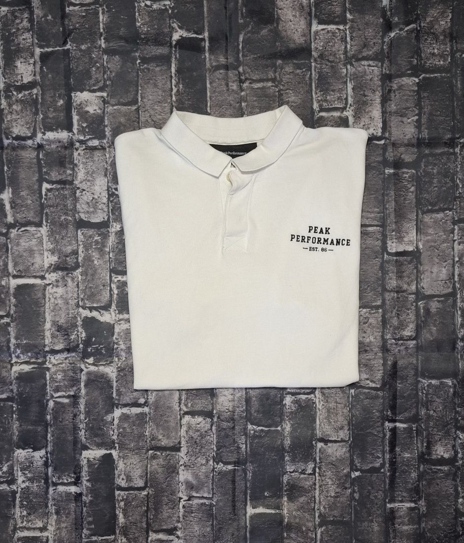 Peak Performance koszulka polo męska, polówka, kołnierzyk logo premium