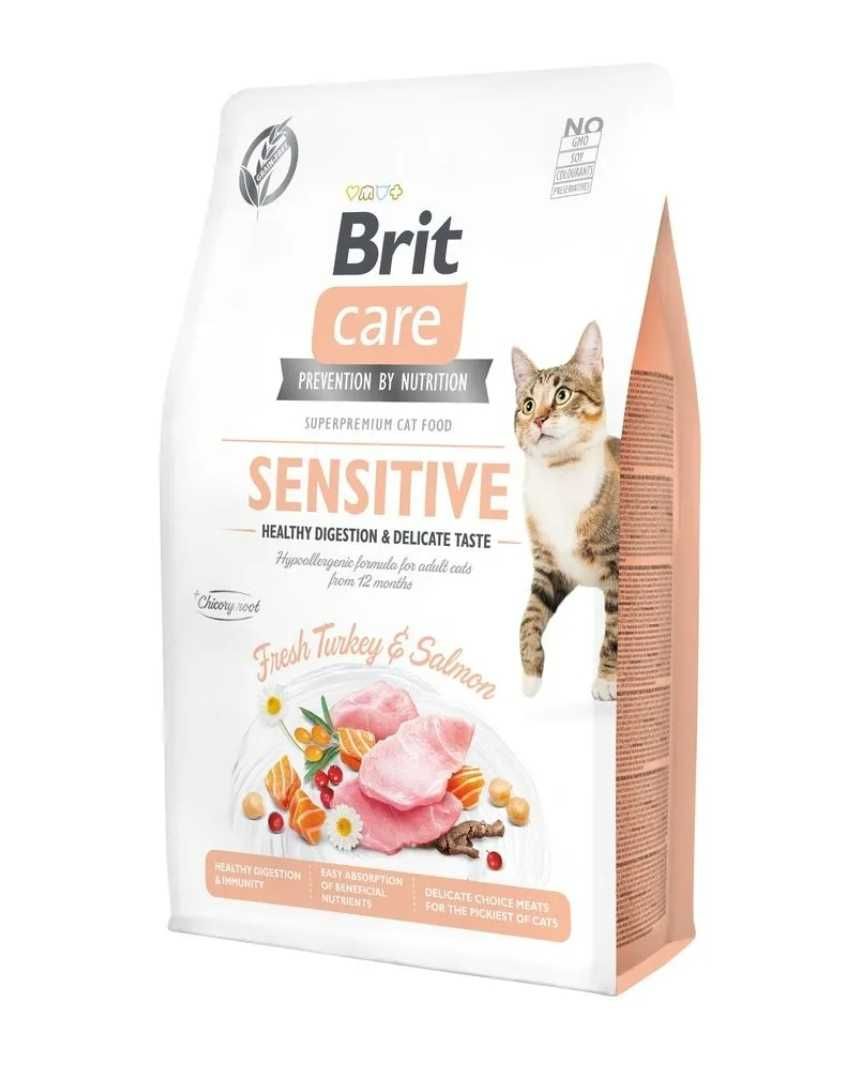 Для привередливых кошек Brit Care Cat Sensitive  индейка и лосось 7 кг