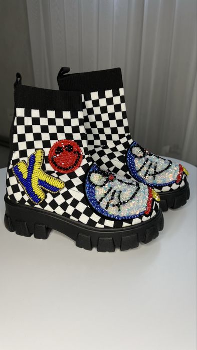 Дитячі текстильні ботильйони на платформі з паєтками