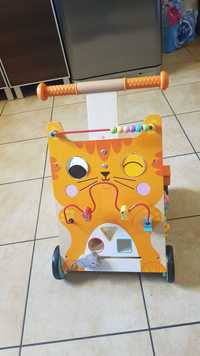 Pchacz drewniany Janod kotek chodzik Cat Baby Walker zabawki drewniane