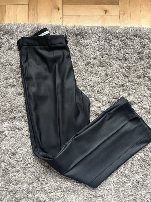 Czarny garnitur z połyskiem komplet marynarka spodnie 182/108/94