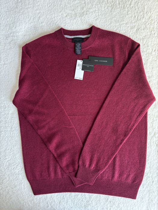 Sweter kaszmirowy męski kolor burgundowy Magaschoni  rozmiar M