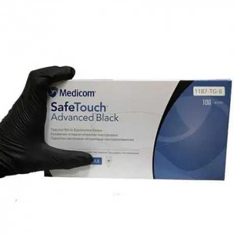 Рукавички нітрилові Medicom Black розмір XS/S/M/L (50 пар) чорні