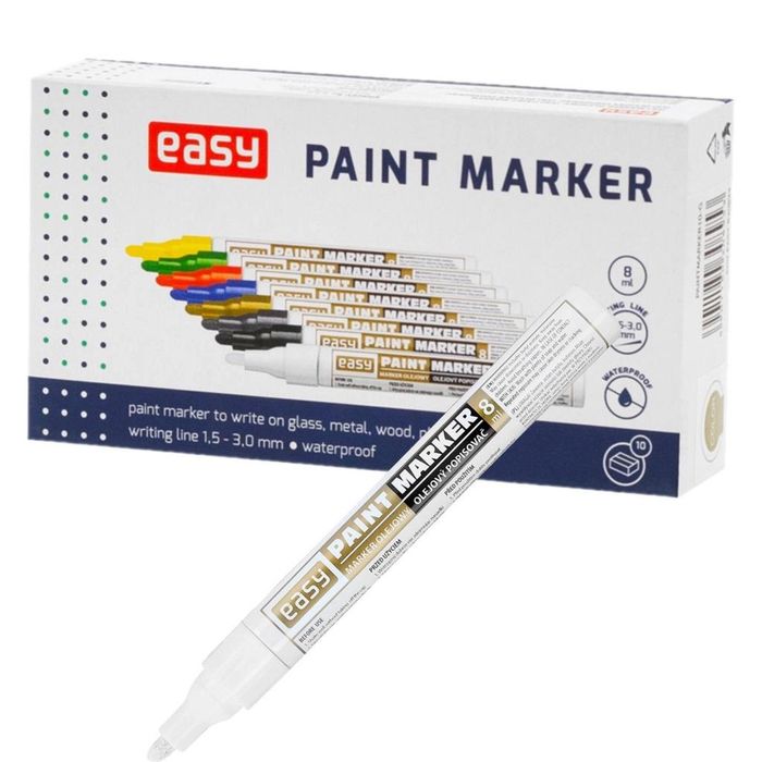 Marker olejowy biały 8,5ml (10szt) EASY Easy Stationery pudełko,