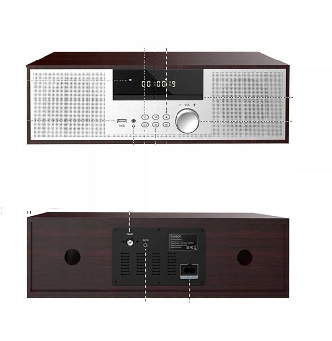 LONPOO HiFi odtwarzacz CD Bluetooth radio FM USB, AUX wyświetlacz LED