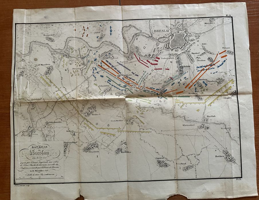 Breslau 1735 stara mapa Bitwa pod Breslau