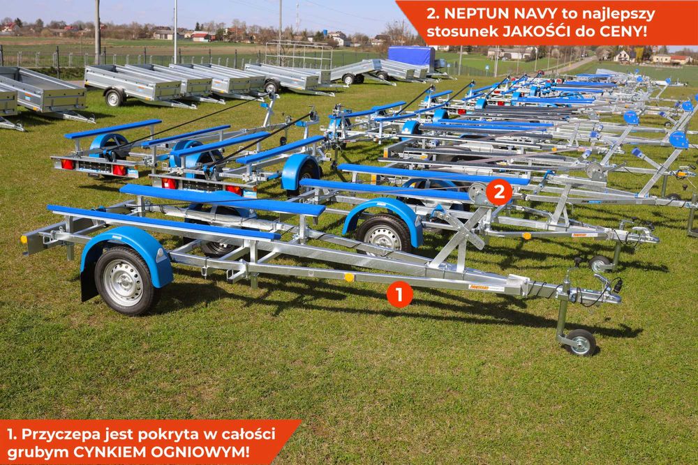DUŻA przyczepka NEPTUN NAVY pod ponton łódkę łódź od 3,1 do 5,2 m NOWA