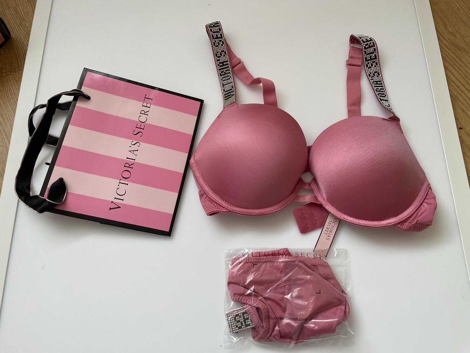 komplet bielizny victoria's secret rose pink new+torebka 85C
