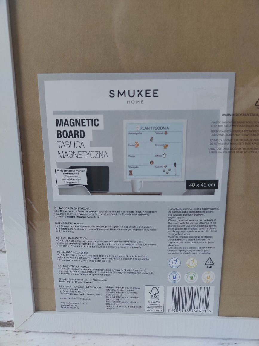 Smukee Tablica magnetyczna Plan tygodnia dla dzieci nowa prezent hit