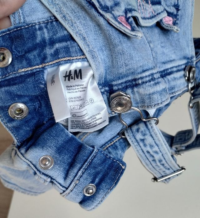 Dżinsowe ogrodniczki, krótkie spodenki, szorty 116 h&m