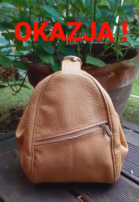Okazja! Torba plecak 2in1 damski skórzany camel