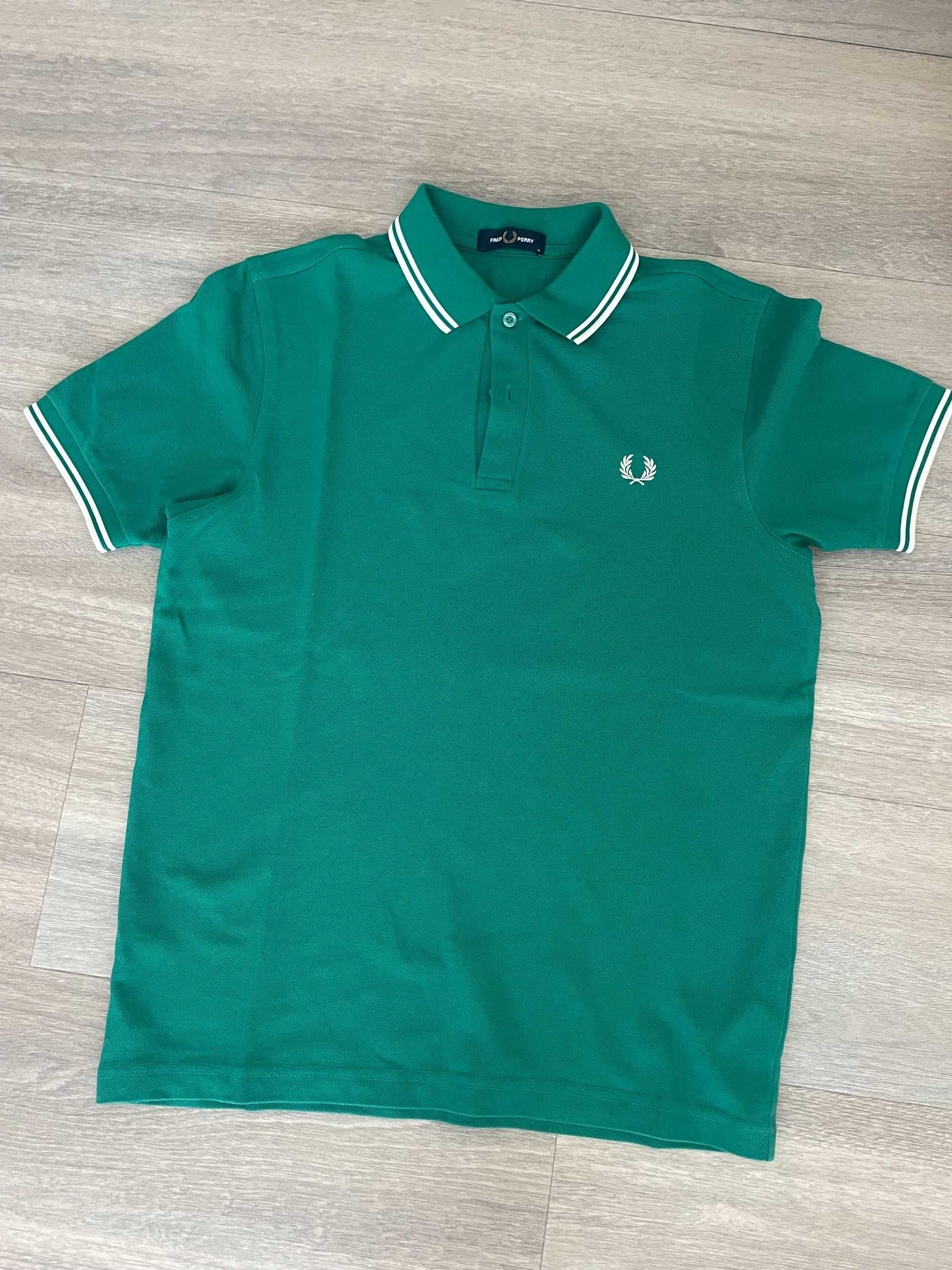 Polo Fred Perry 'Twin Tipped Fred Perry Shirt' M3600 Verde Branco