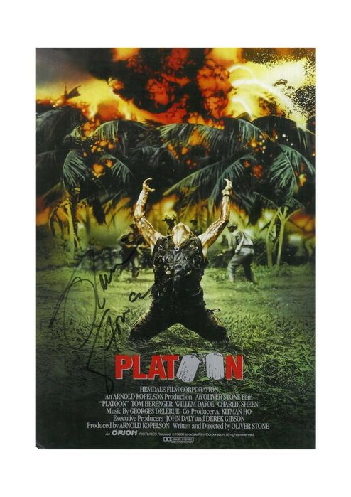 Oliver Stone Pluton plakat z autografem + certyfikat autentyczności