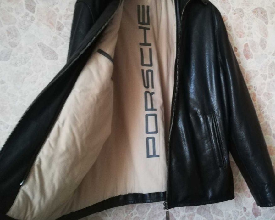 Kurtka skórzana Porsche XL czarna super stan z dopinką