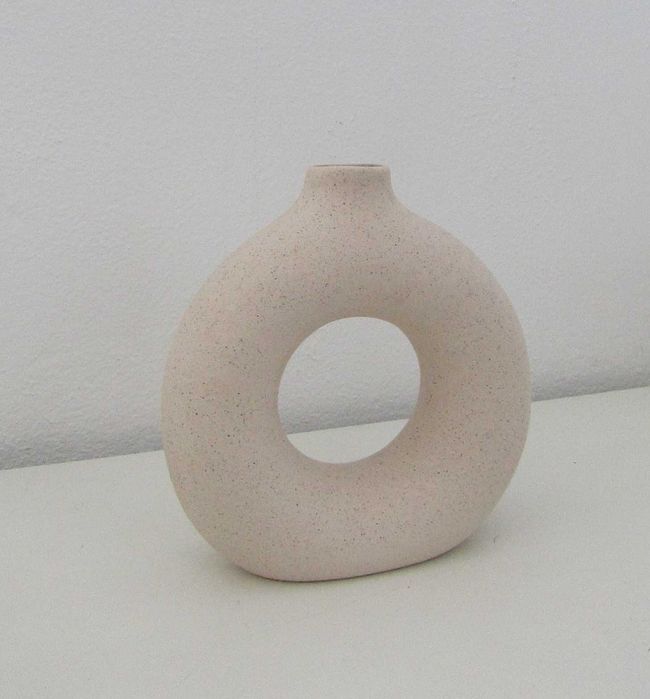 Vaso de cerâmica - 18 cm, cor bege