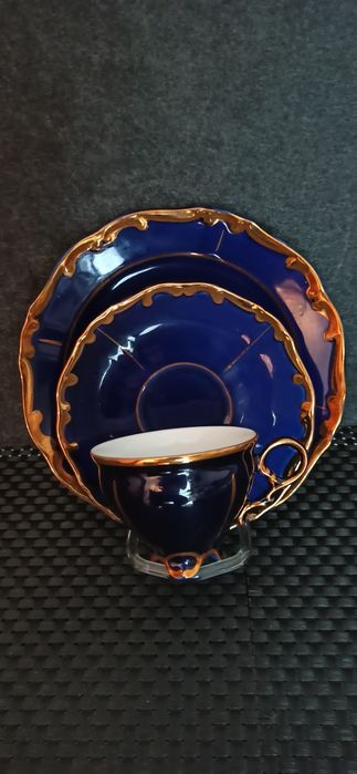 Porcelana Echt Kobalt Ręcznie zdobiona 24 K złotem Lichte TURYNGIA