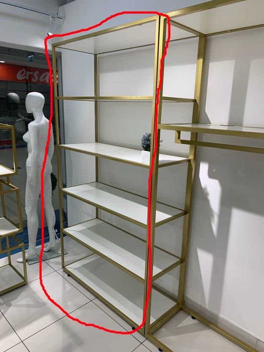 Меблі для магазину БУ (шафа, стелаж) білі золоті метал найкраща якість